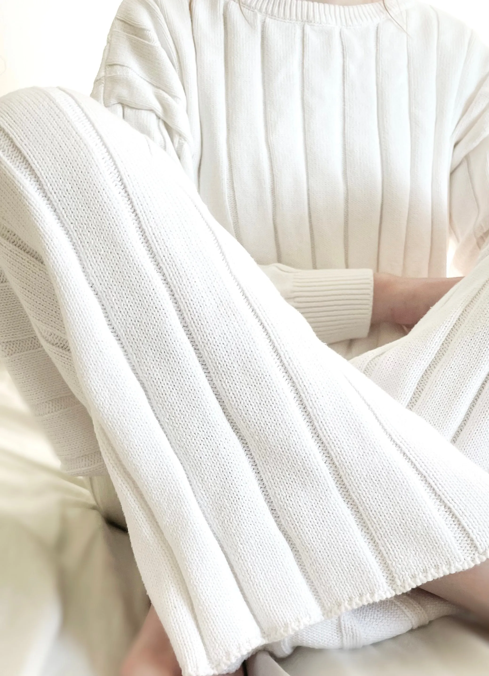 Women’s Wide Ribbed Knit Pant ‘Dove’