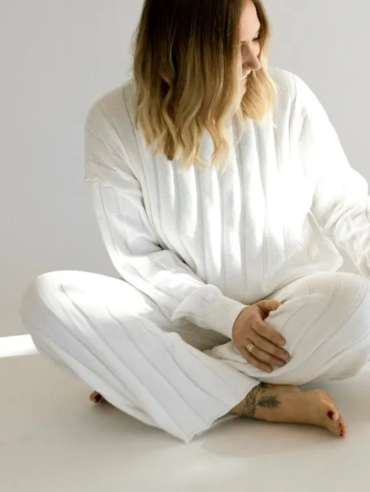Women’s Wide Ribbed Knit Pant ‘Dove’