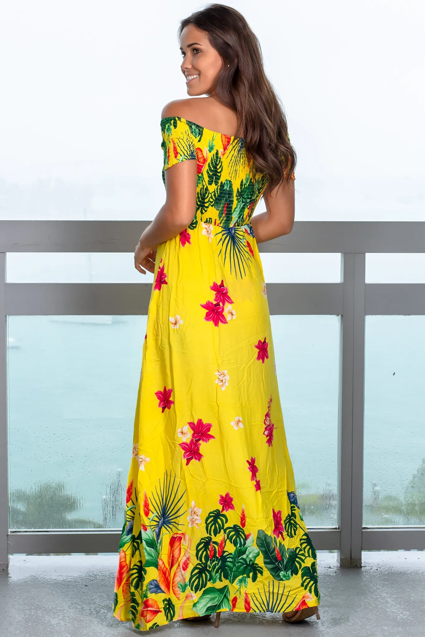 Yellow Floral Printed Maxi Romper