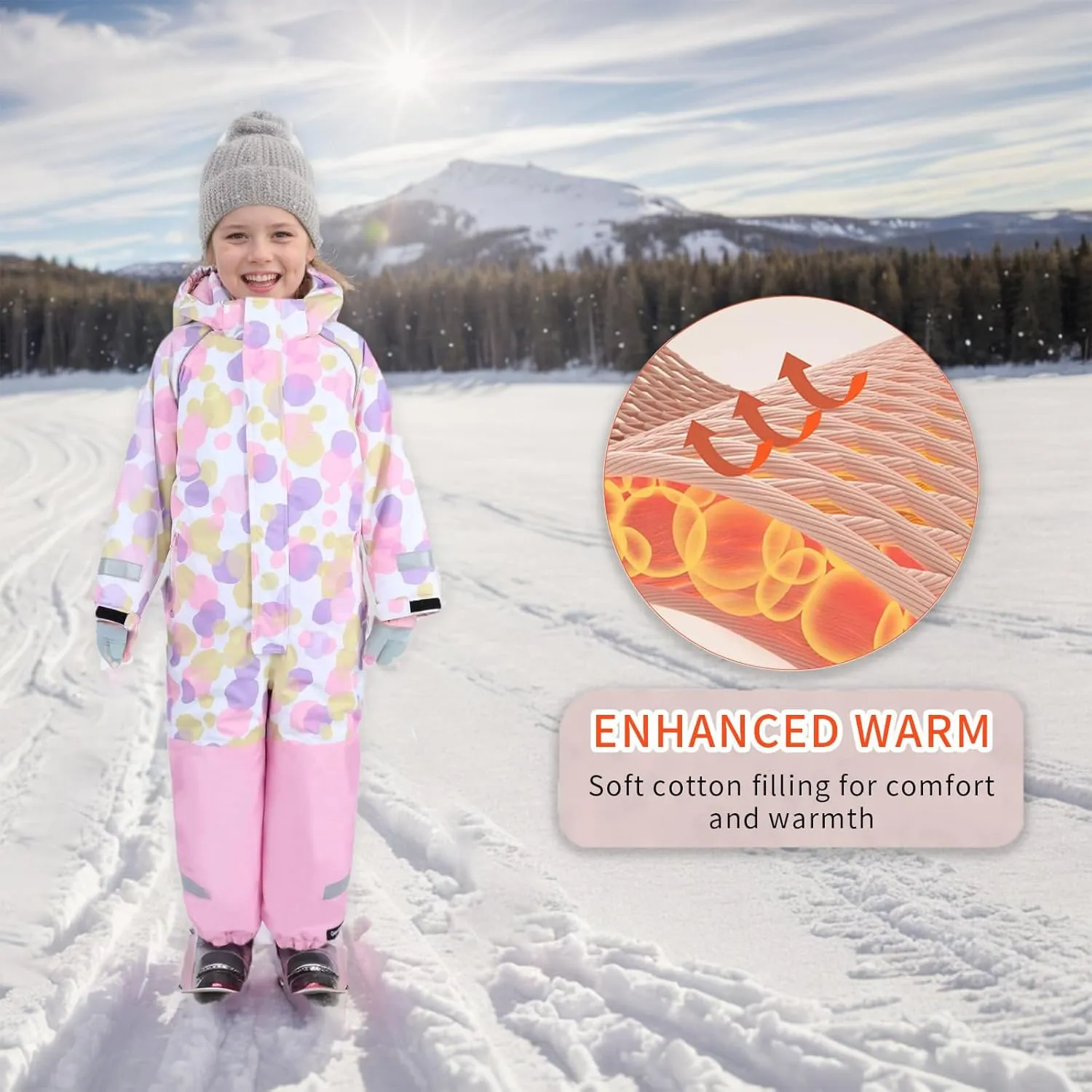 Yueta Snowsuit for Kids Waterproof One Piece Ski Suits Snow Jumpsuits Keep Warm in Winter Snowboarding