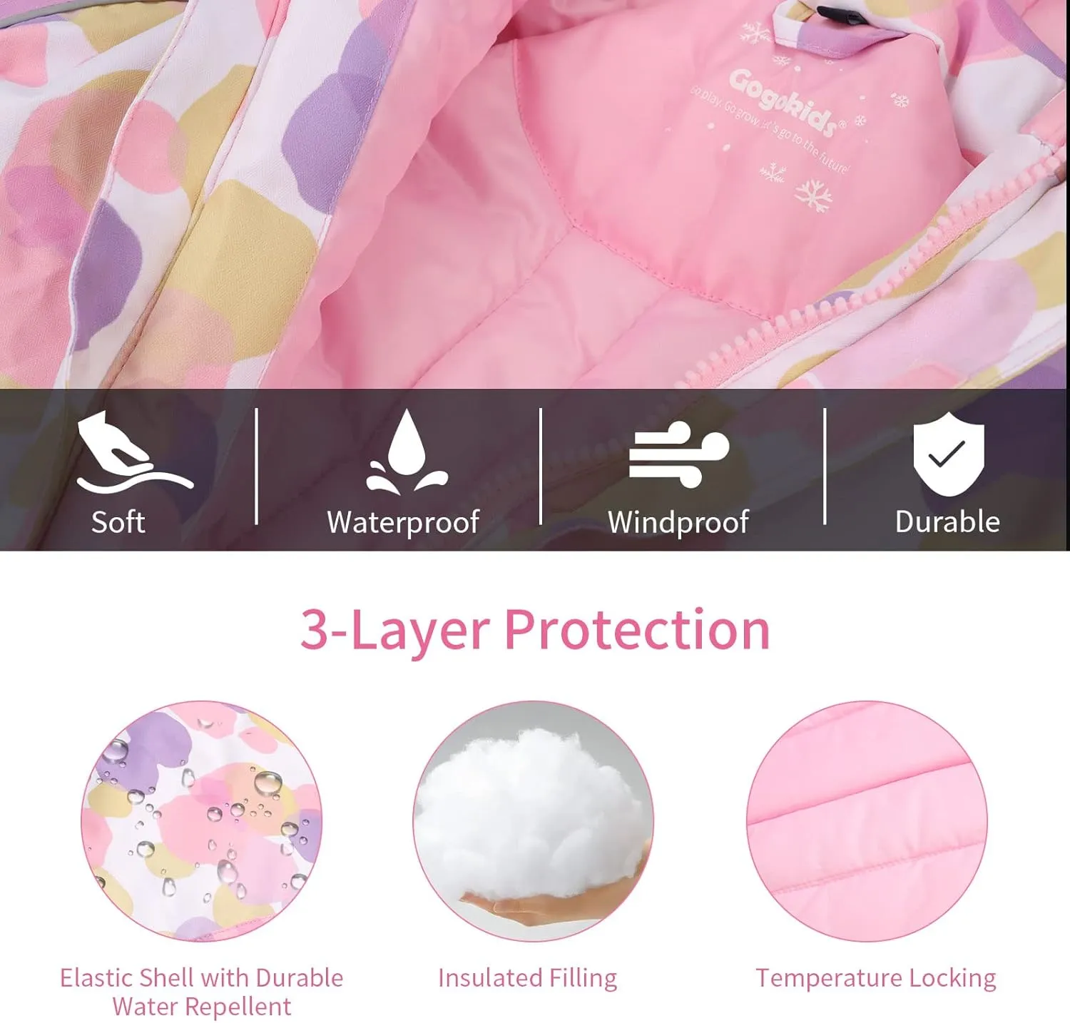 Yueta Snowsuit for Kids Waterproof One Piece Ski Suits Snow Jumpsuits Keep Warm in Winter Snowboarding