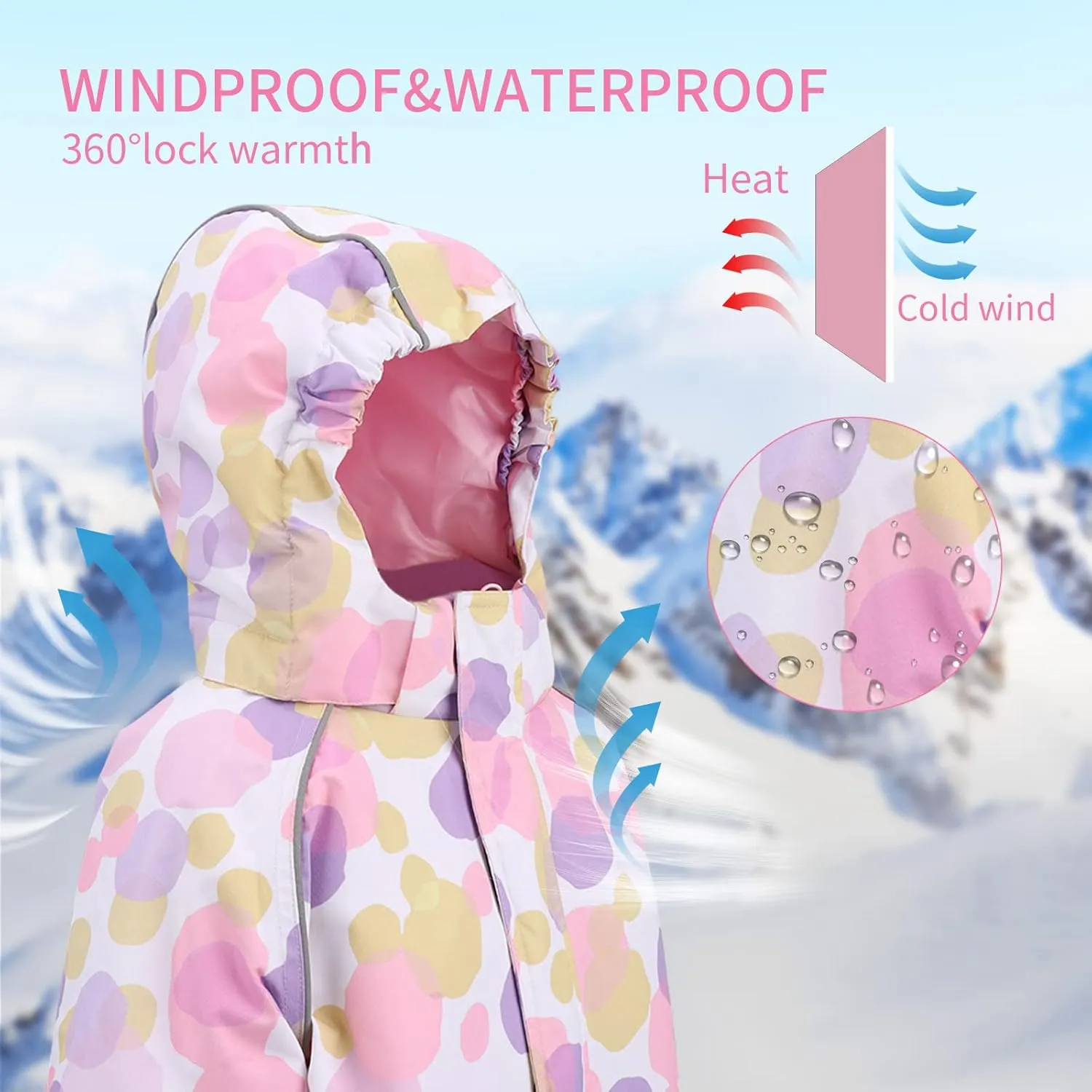 Yueta Snowsuit for Kids Waterproof One Piece Ski Suits Snow Jumpsuits Keep Warm in Winter Snowboarding